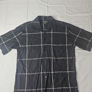 TRUST Men's Black Checkered Button Up